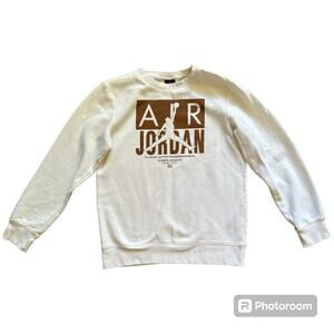 Air Jordan Youth Sweatshirt Jumpman Point Guard Crewneck Cream Size 13-15 Yrs XL